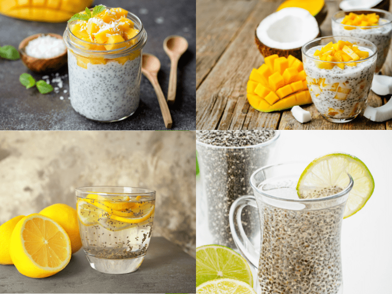 preparing different chia seed water